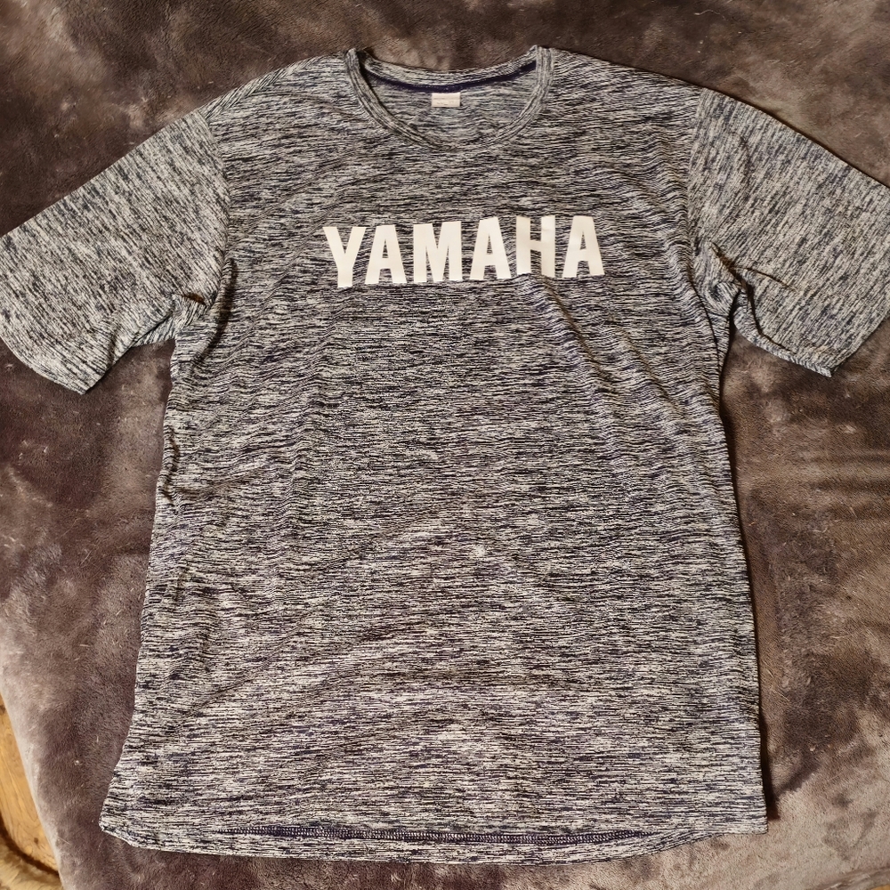 Yamaha men's mens M t-shirt grey gray marled black and white